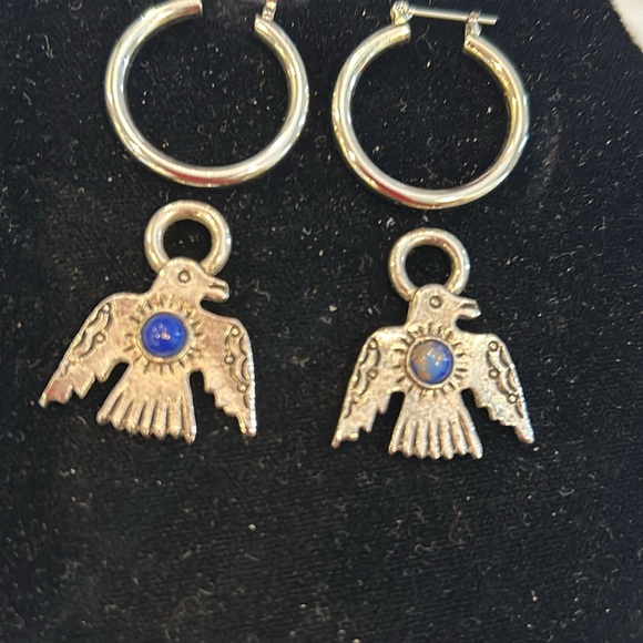 Bird Charms for Hoop Earrings with Semi Precious Cabochons-Boutique - Picture 2 of 4